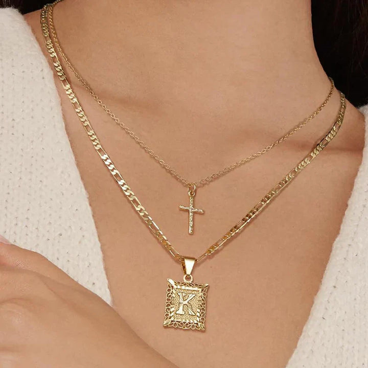Set di Collane con Iniziali Incrociate | Oro