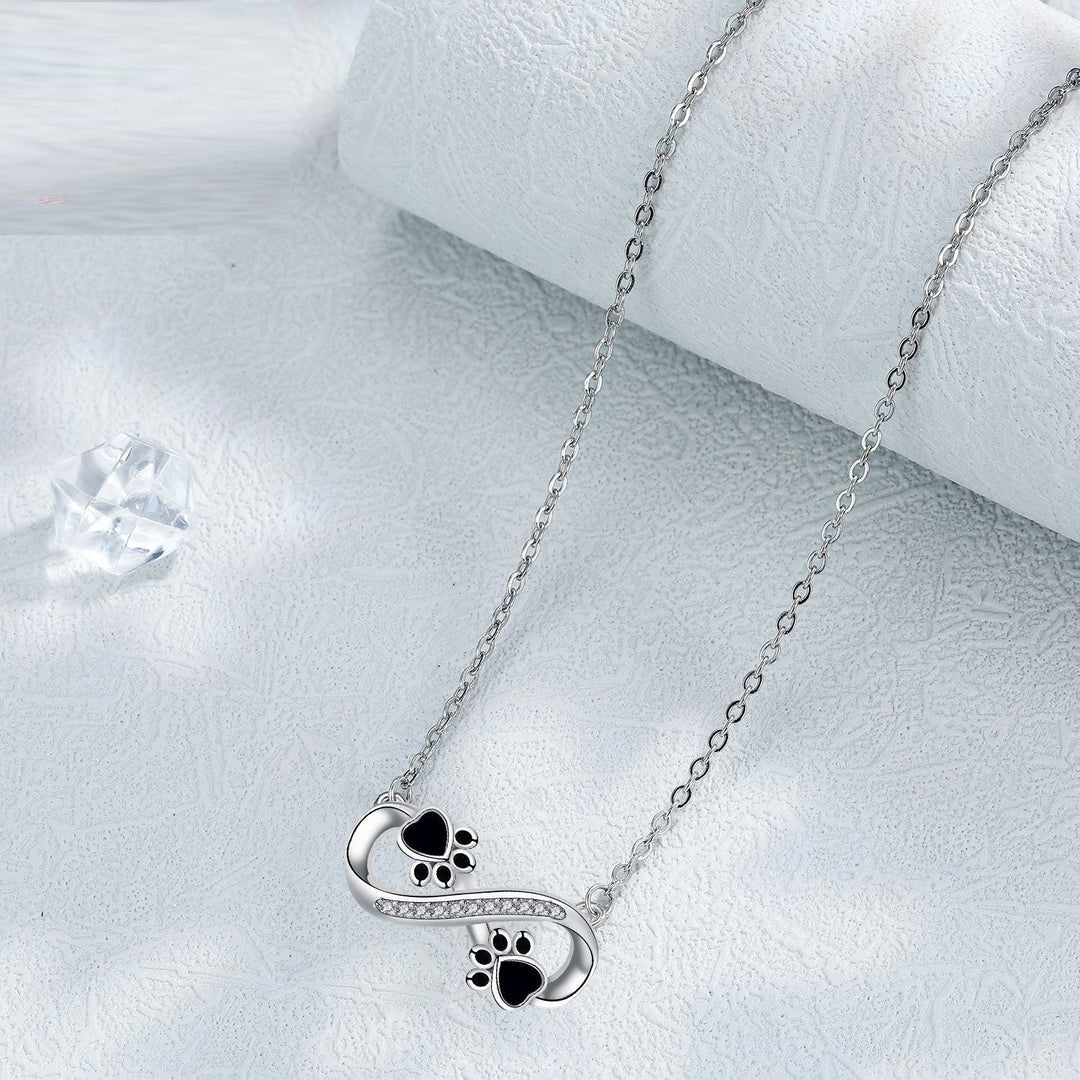 Collana con Stampa di Zampa Infinita con Zirconia