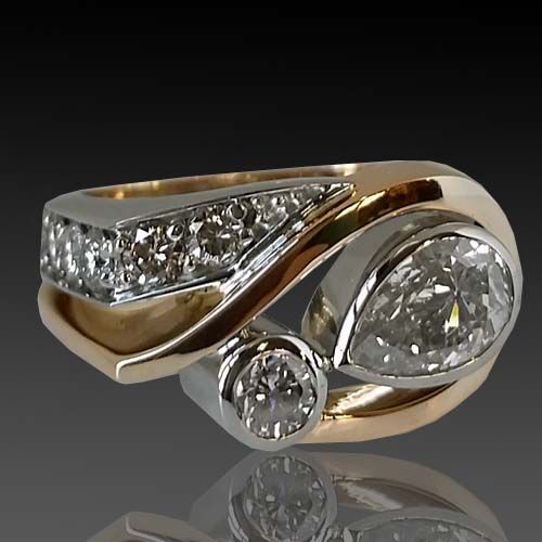 Anello Irregolare in Zirconia Vintage Oro e color argento