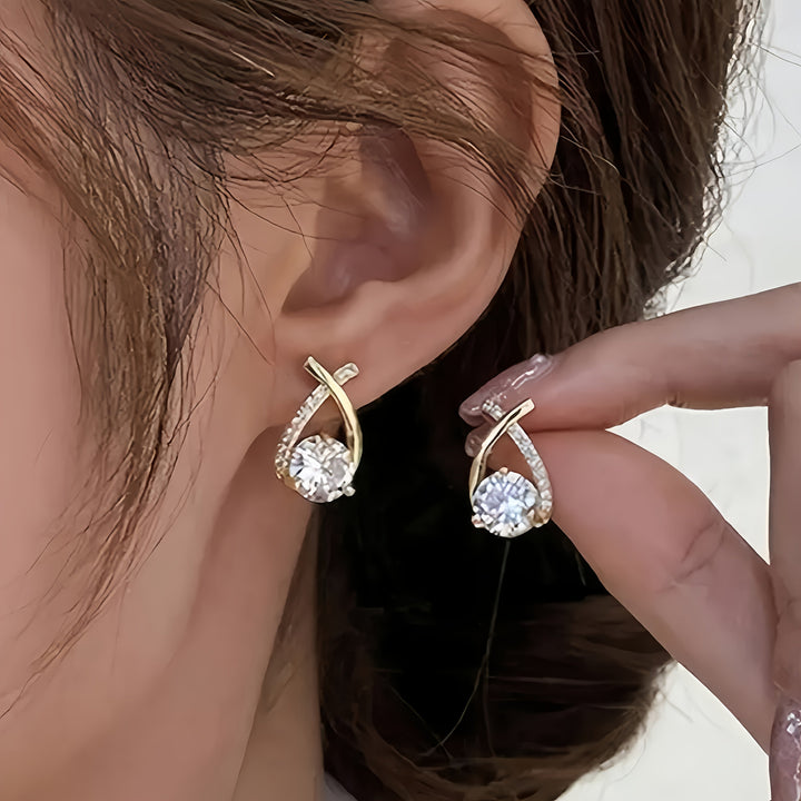 Orecchini D'Oro Con Croce E Zirconia