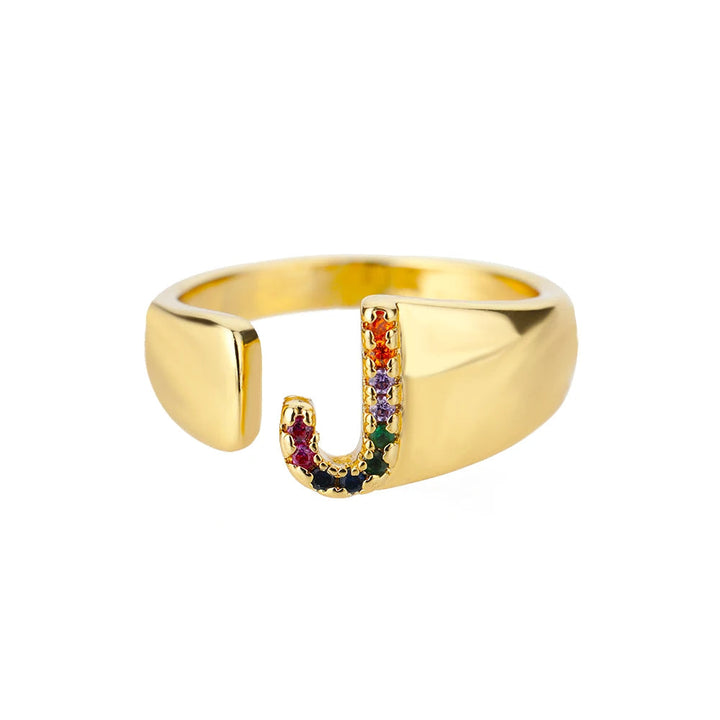Anello color oro con Lettera Personalizzata (Regolabile)