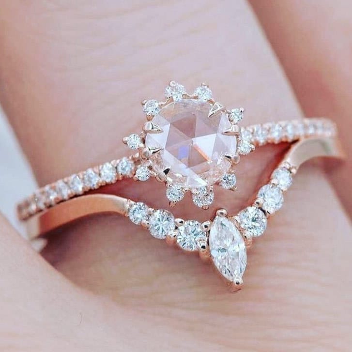 ANELLO HALO IN ZIRCONIA ORO ROSA