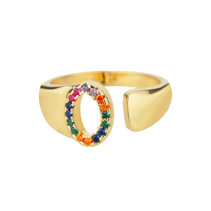 Anello color oro con Lettera Personalizzata (Regolabile)
