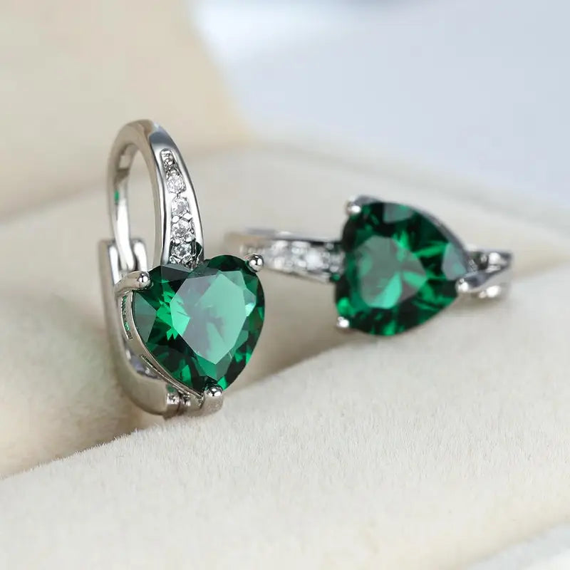 Orecchini Cuore Verde Lunare
