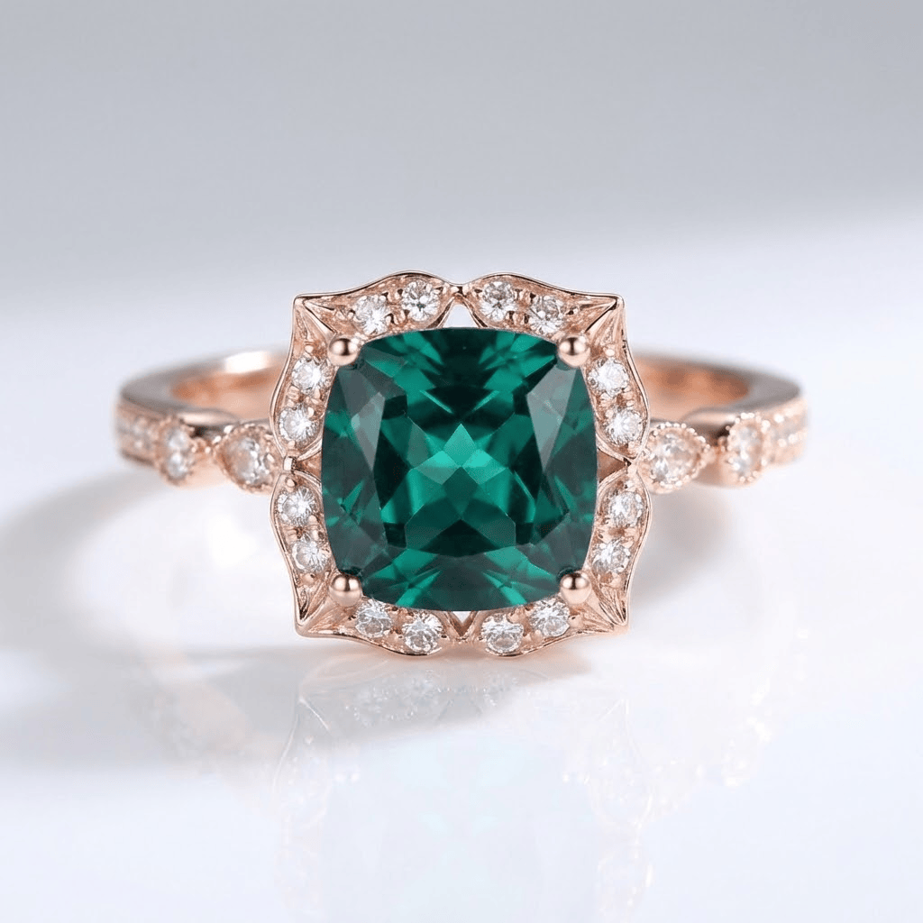 ANELLO HALO color oro ROSA EMERALD