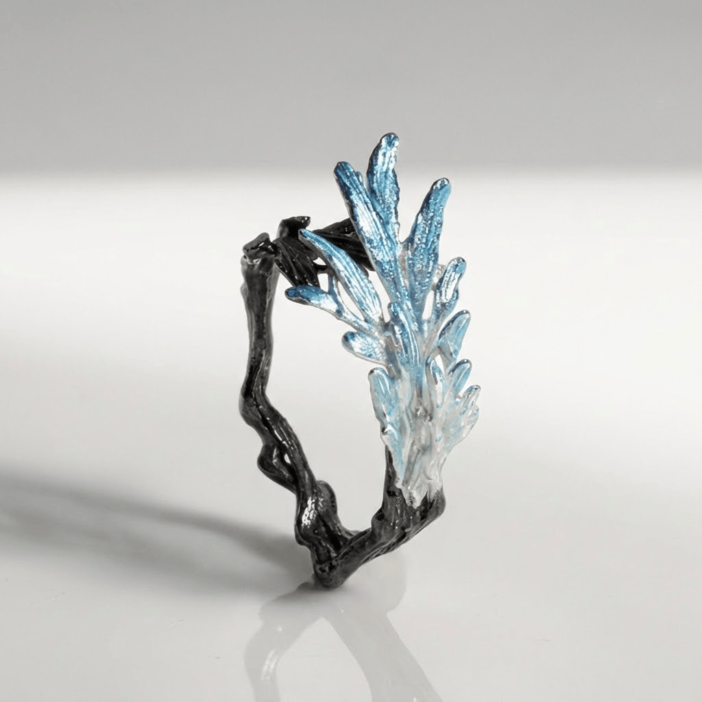 ANELLO WHISPER IN CRISTALLO BLU - (REGOLABILE)