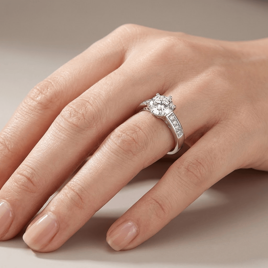 ANELLO CLASSICO IN Zirconia ROTONDO ARGENTATO