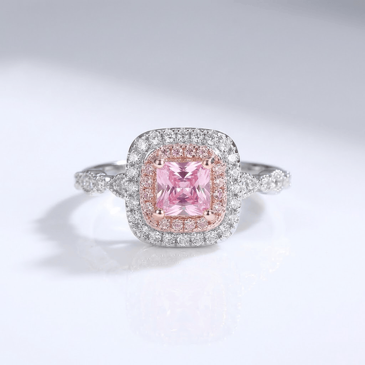 ANELLO HALO IN ZIRCONIA ROSA