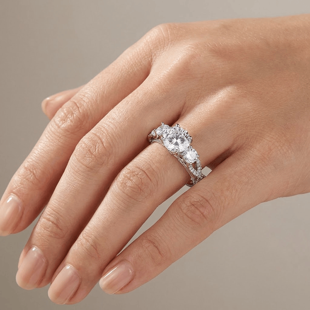 ANELLO VINTAGE IN ZIRCONIA ROTONDA ARGENTATA