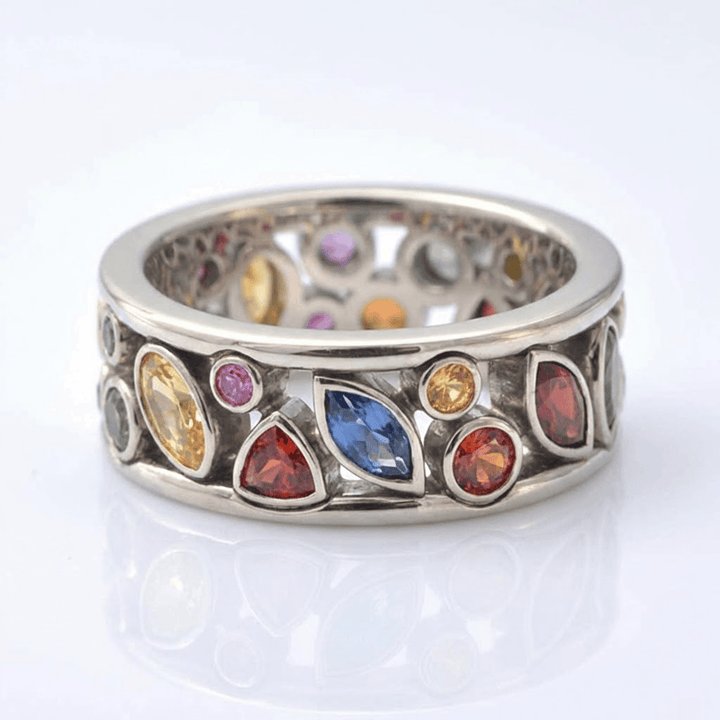 ANELLO RAINBOW MULTI STONE color argento