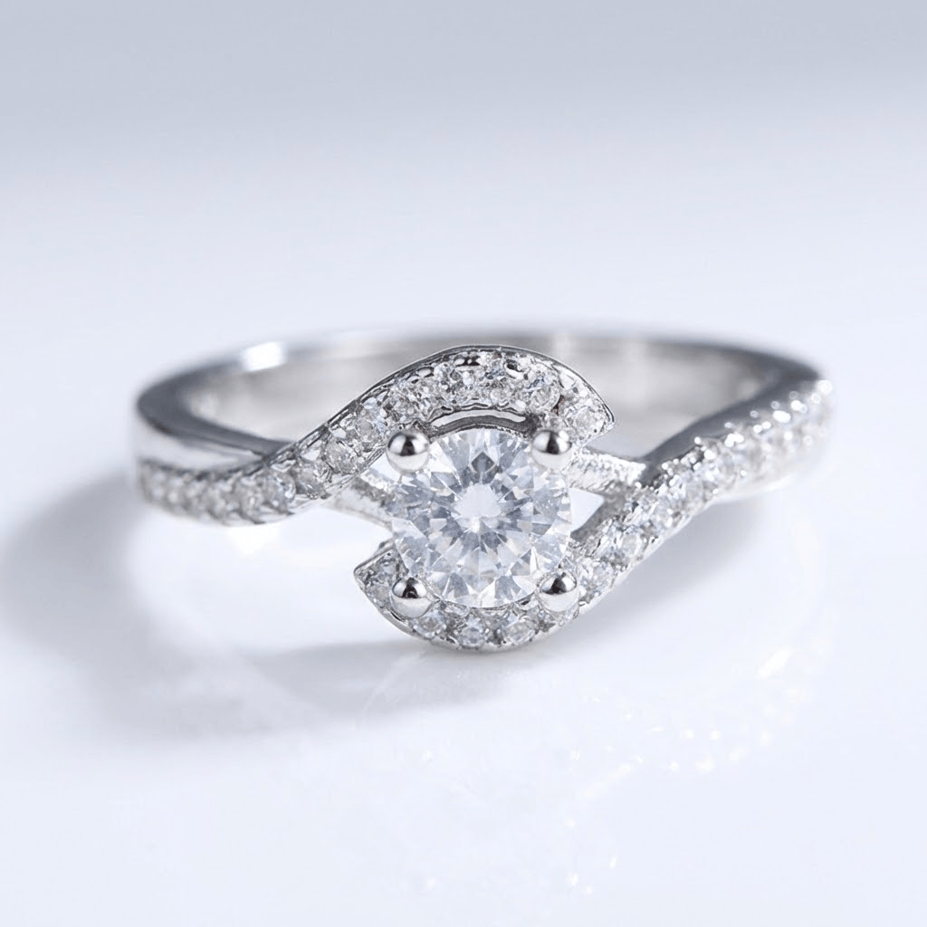 ANELLO TWIST color oro BIANCO CON Zirconia OVALE