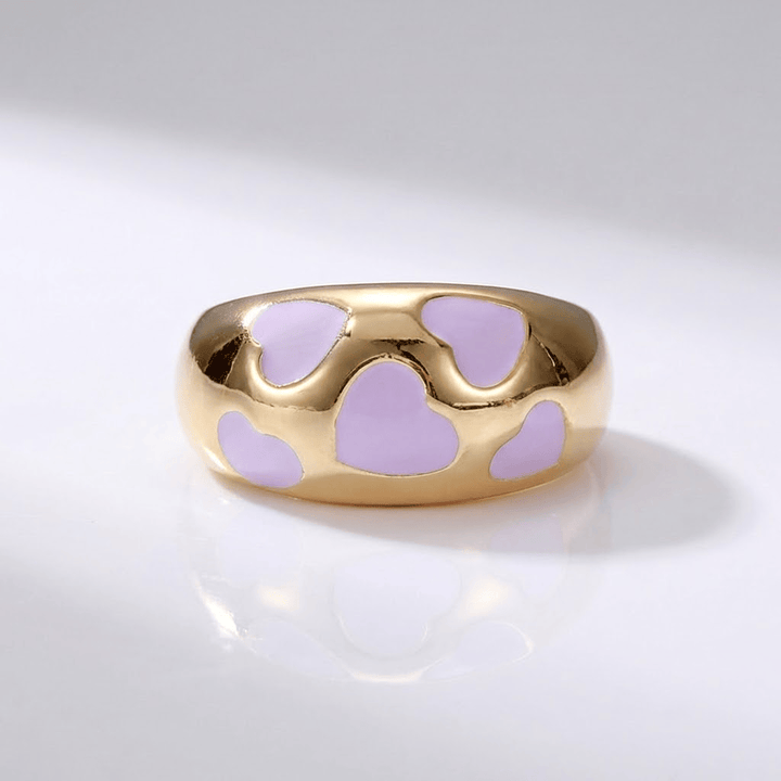 ANELLO A DOME IN SMALTO VIOLA ORO