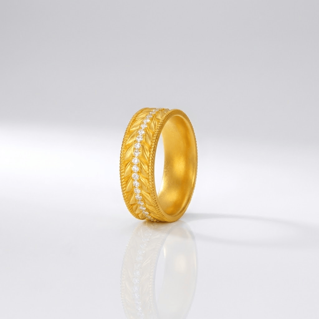 ANELLO A BANDIERE TEXTURIZZATE color oro