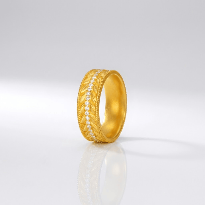 ANELLO A BANDIERE TEXTURIZZATE color oro