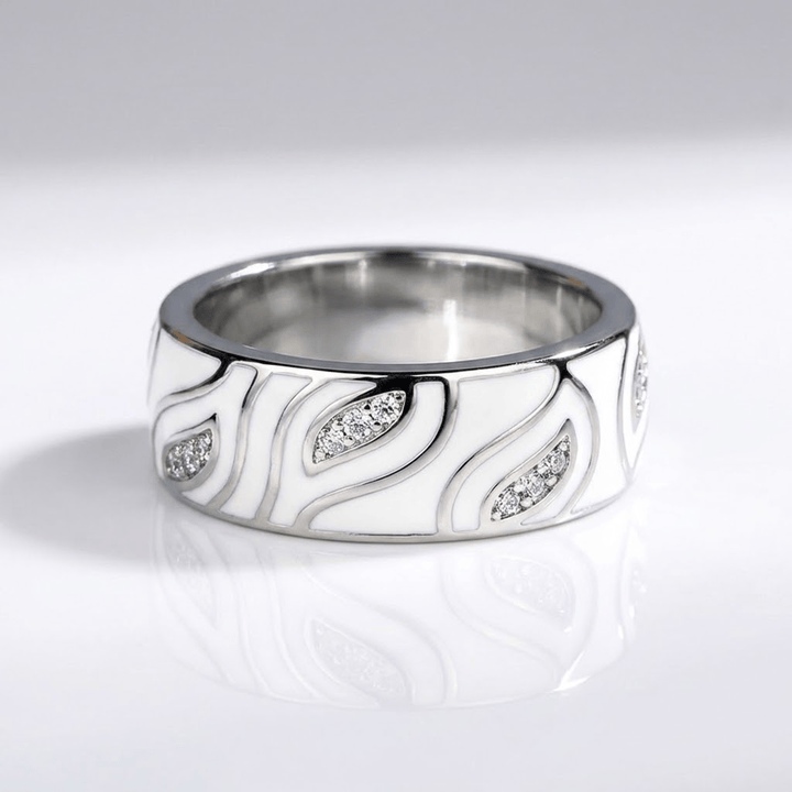 ANELLO IN ZIRCONIA FOGLIA D'ARGENTO
