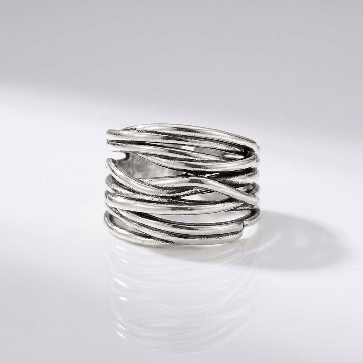 ANELLO IN ZIRCONIA IMPILATA ARGENTO - (REGOLABILE)