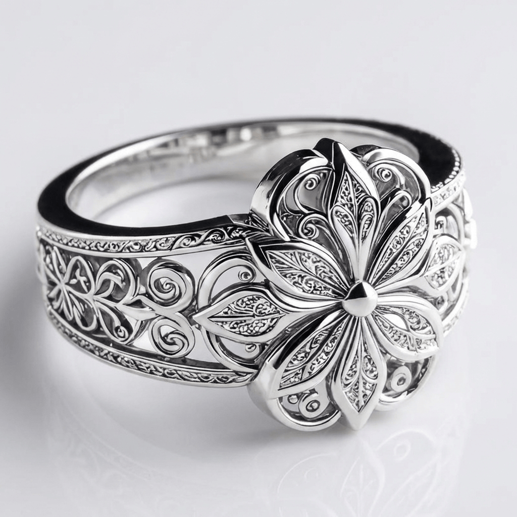 ANELLO IN ZIRCONIA A FIORI D'ARGENTO