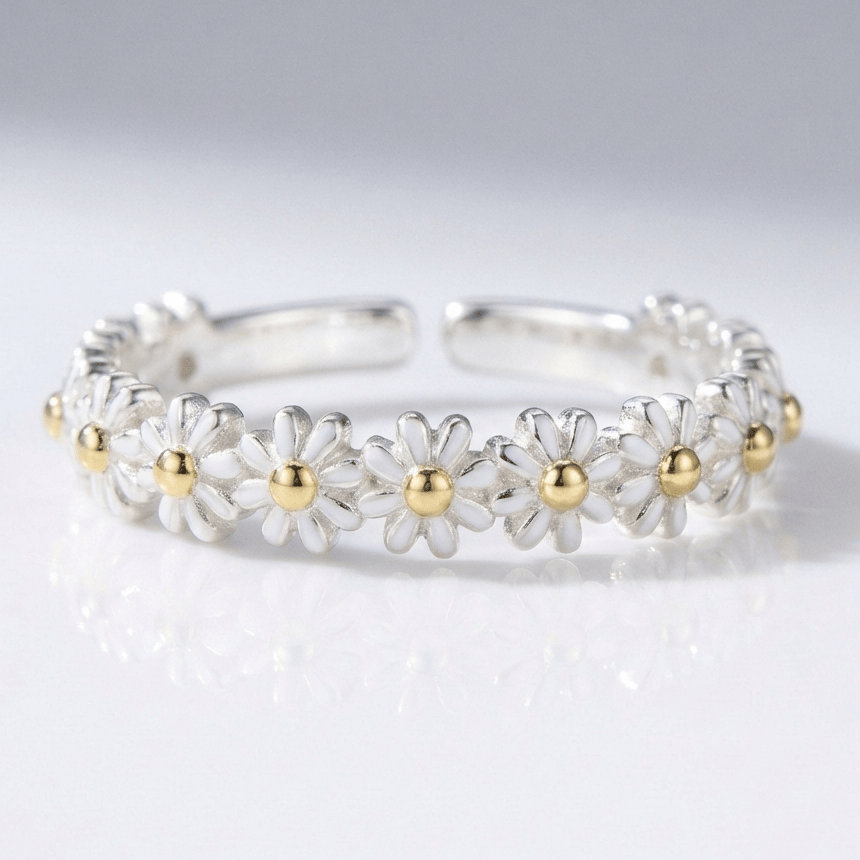 ANELLO A FASCIA DAISY CLUSTER - (REGOLABILE)