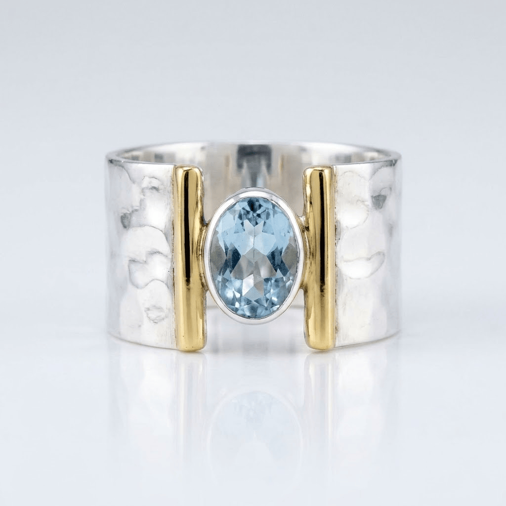 ANELLO MODERNO color argento ORO TOPAZIO