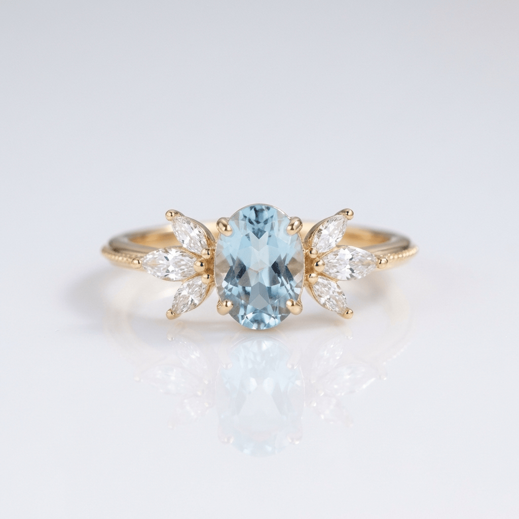 ANELLO MARQUISE IN AQUAMARINA ORO