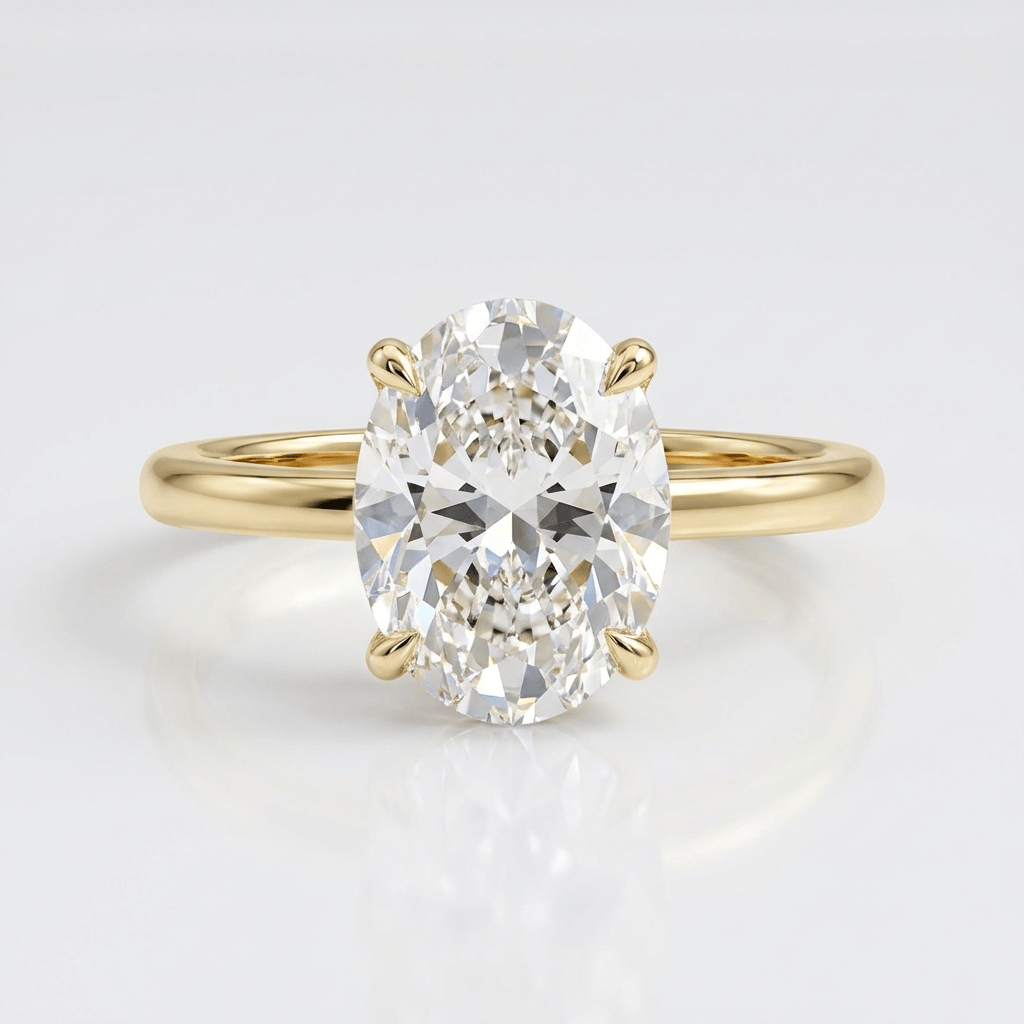 ANELLO SOLITARIO CON Zirconia OVALE D'ORO