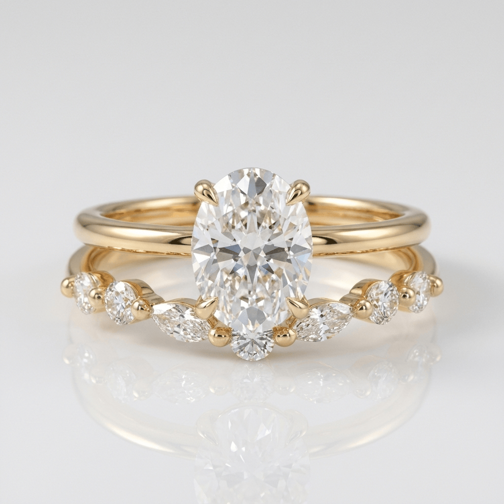 SET ANELLO MARQUISE OVALE IN Zirconia ORO