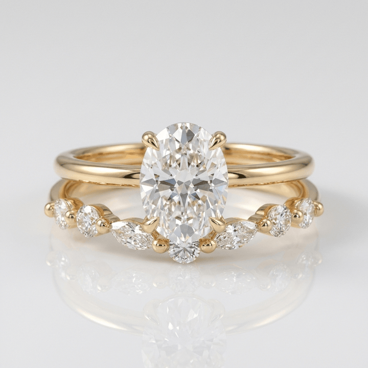 SET ANELLO MARQUISE OVALE IN Zirconia ORO