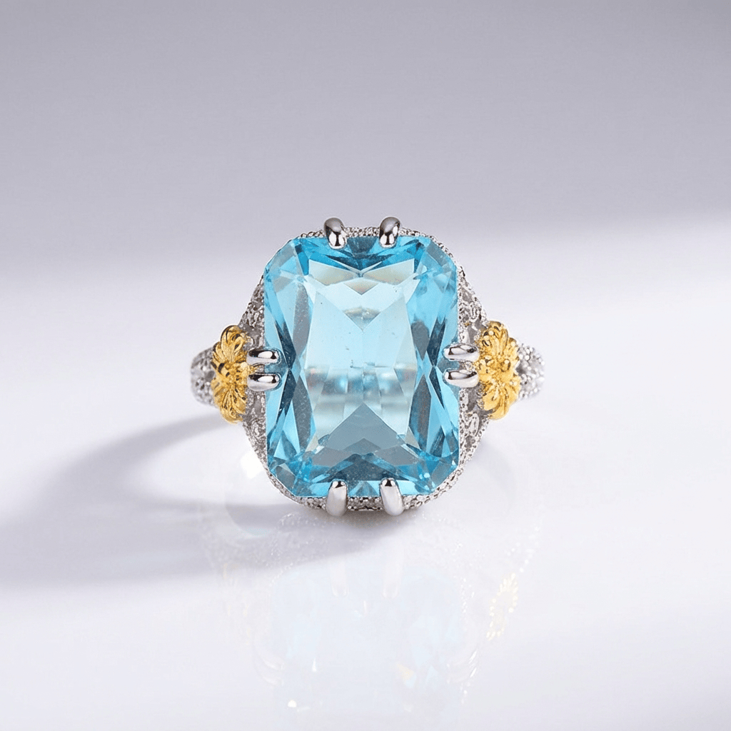 ANELLO VINTAGE IN ACQUAMARINA ORO