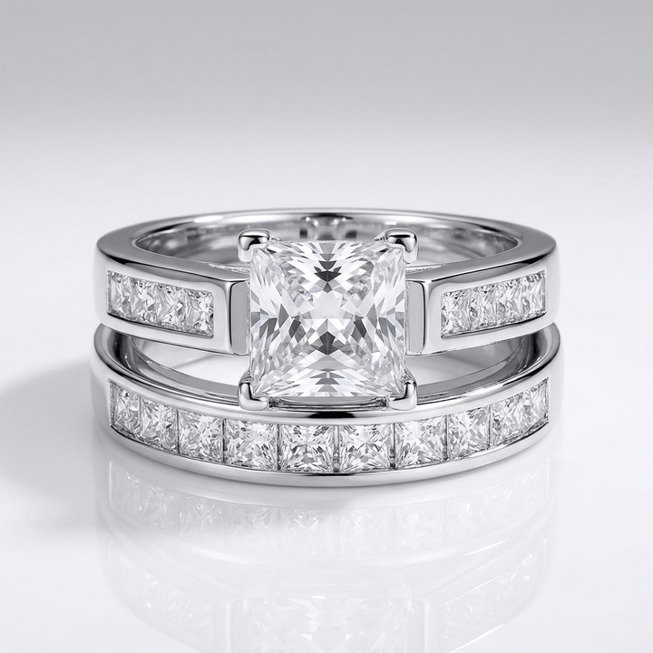 ANELLO HALO IN ZIRCONIA ARGENTO