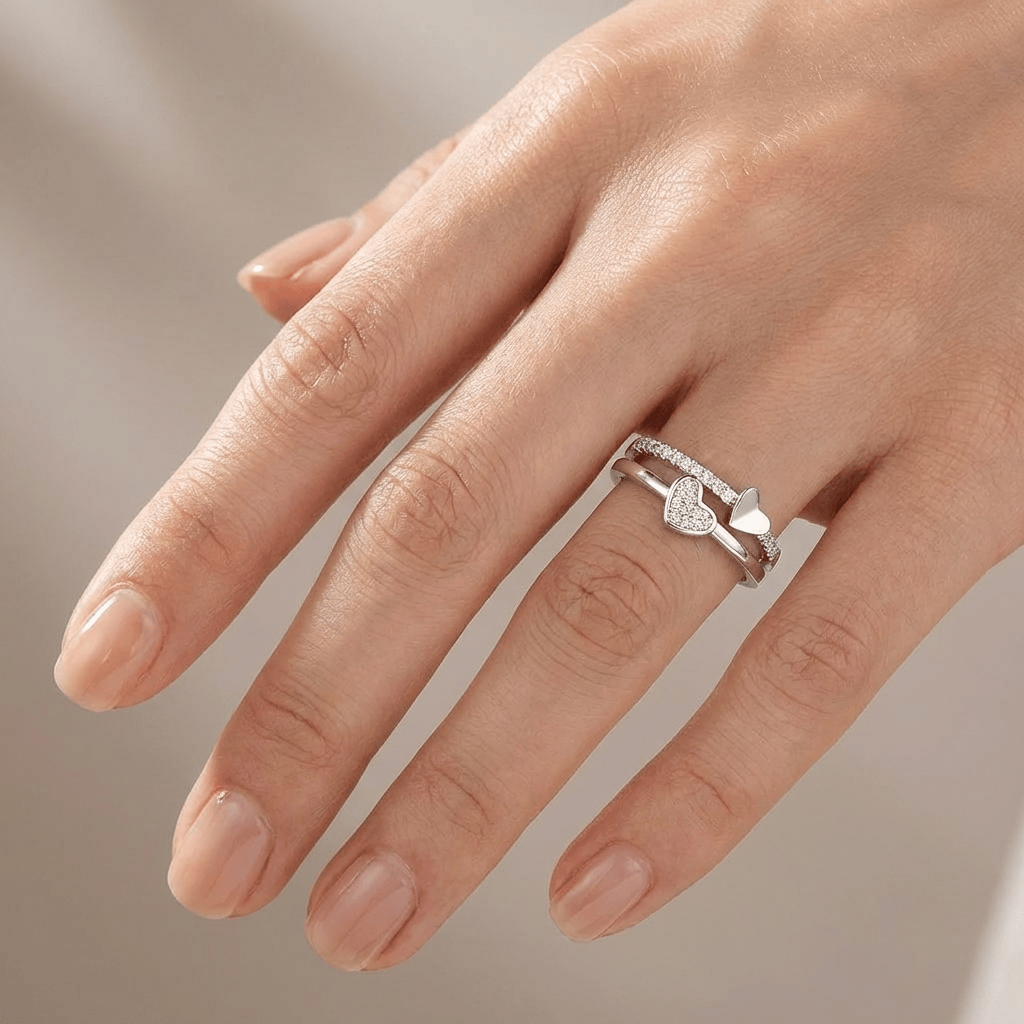 CUORE IN ZIRCONIA ORO ROSA - (REGOLABILE)