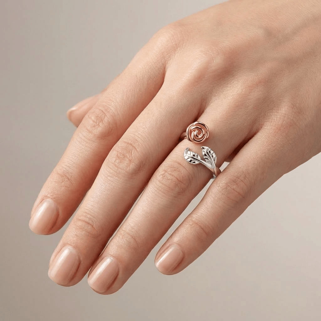 ANELLO color argento ROSE & THORN - (REGOLABILE)