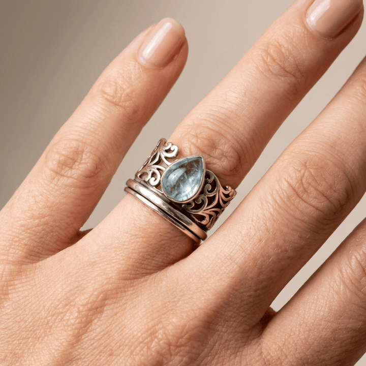 ANELLO VINTAGE IN LABRADORITE ARGENTATA
