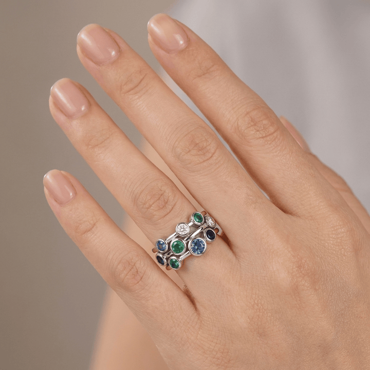 ANELLO IN GEMME COLORATE ARGENTO
