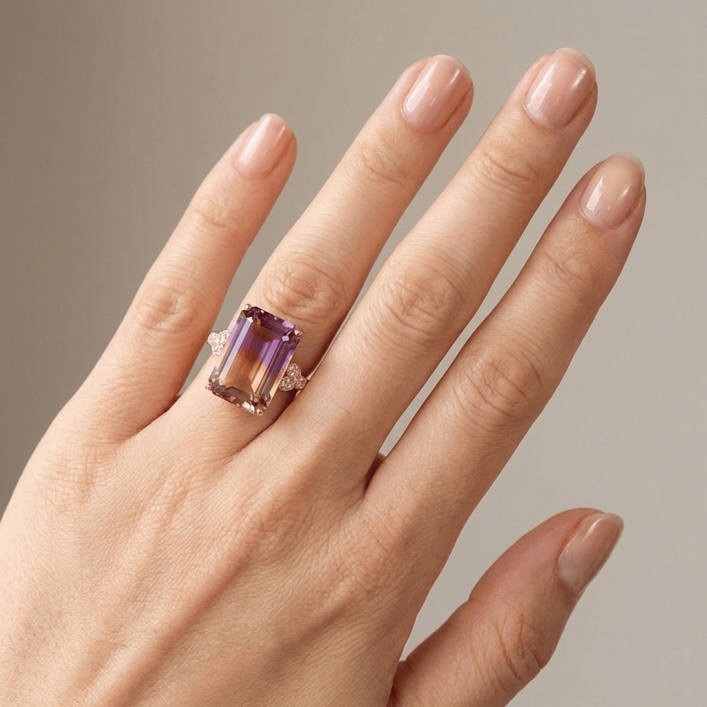ANELLO IN AMETRINO ORO ROSA