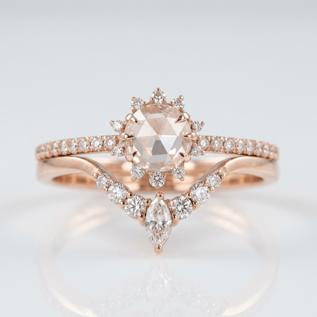 ANELLO HALO IN ZIRCONIA ORO ROSA