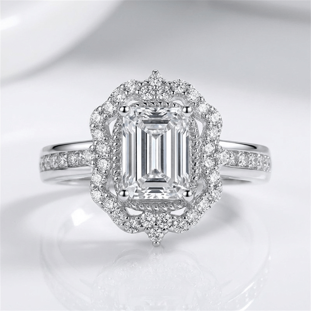 ANELLO HALO A Zirconia RETTANGOLARE