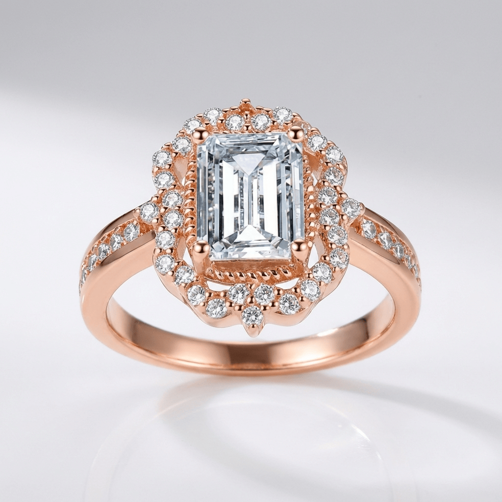 ANELLO HALO A Zirconia RETTANGOLARE