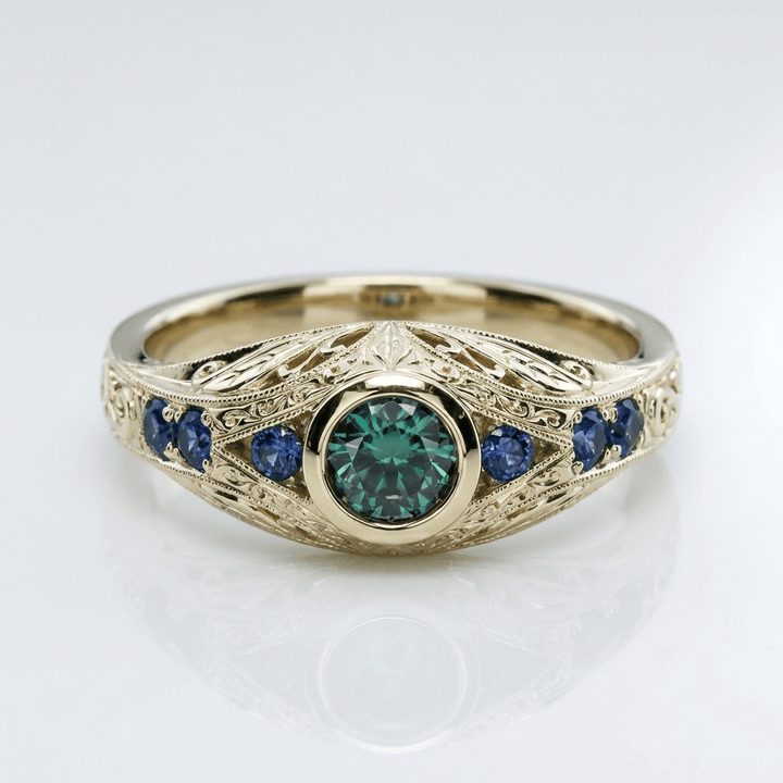 ANELLO VINTAGE IN OPALE D'ORO E Pietra Blu
