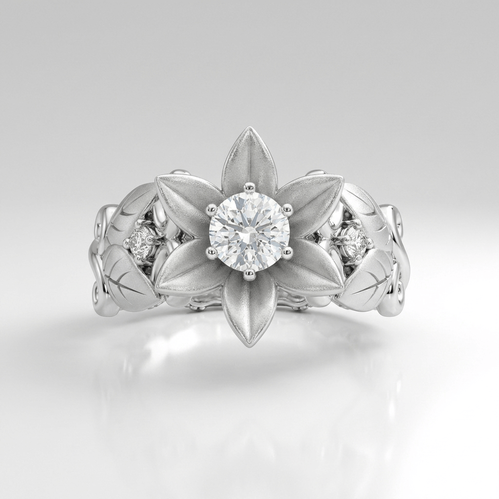 ANELLO CORONA A PETALI IN ZIRCONE ARGENTO