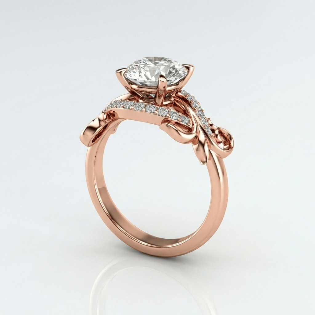 ANELLO A VITE IN ZIRCONIA ROSA ORO