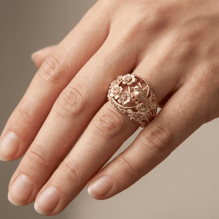 ANELLO GIARDINO UCCELLO D'ORO