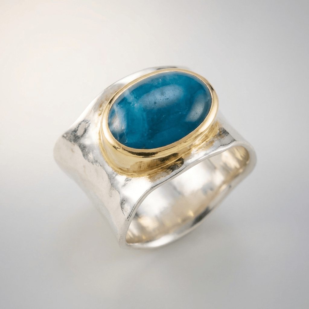 ANELLO MODERNO ARGENTO ORO TURCHESE