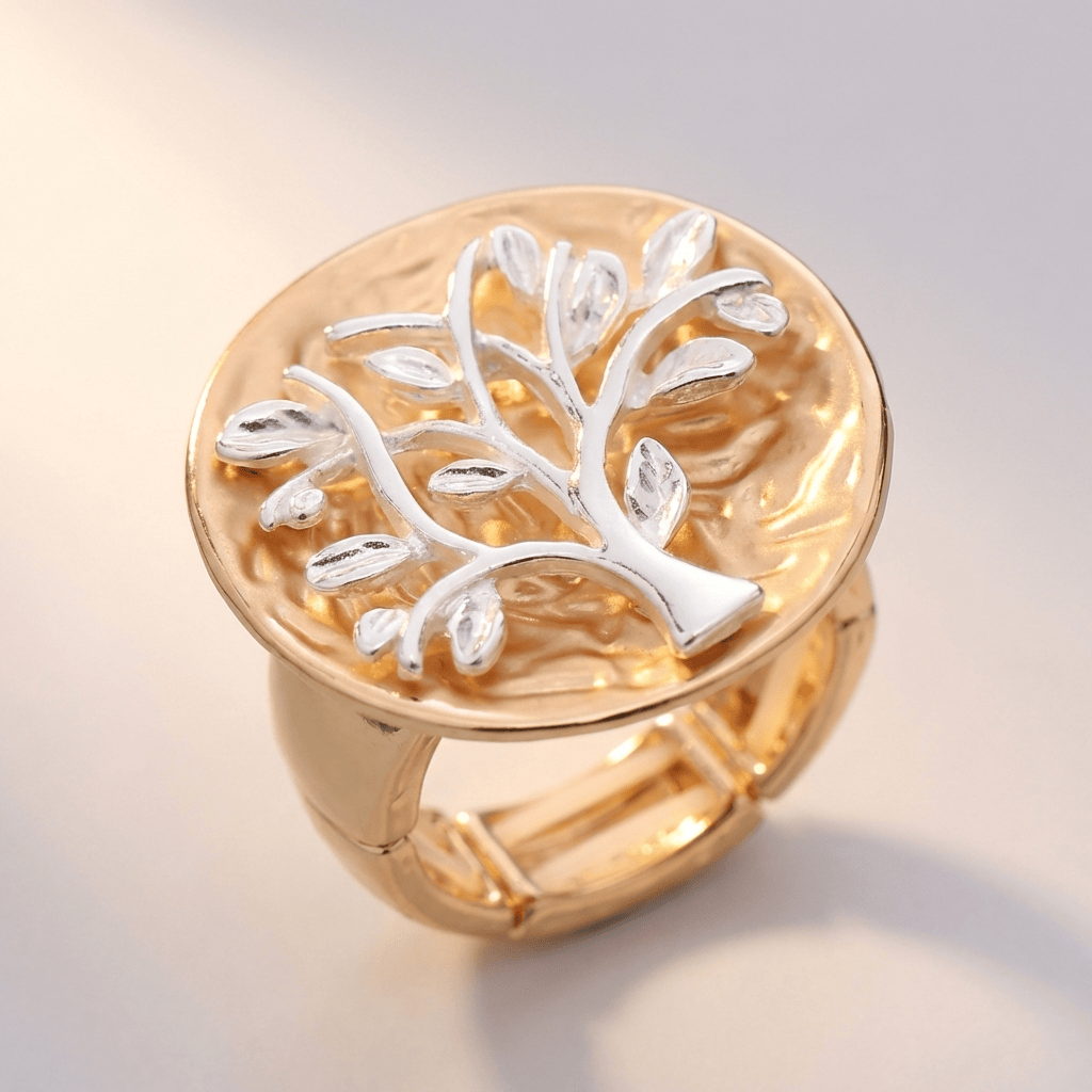 ANELLO ALBERO DELLA VITA ORO ROSA - (REGOLABILE)