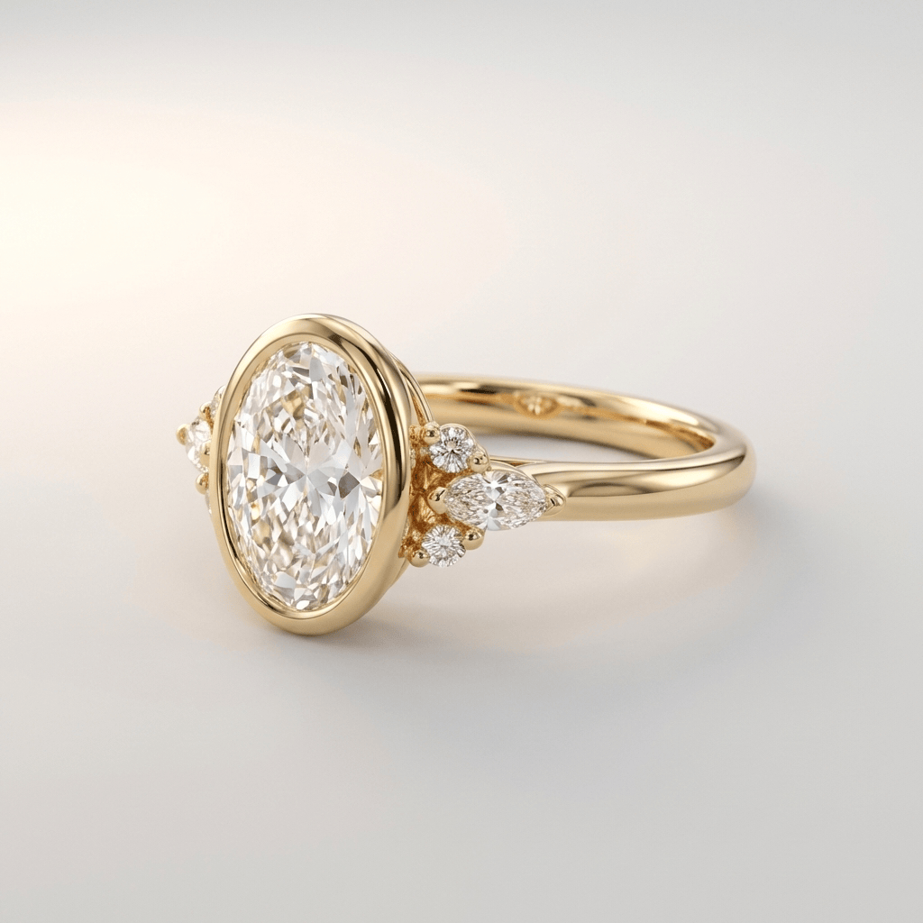 ANELLO TRIO A PERA IN ZIRCONIA OVALE D'ORO - (REGOLABILE)