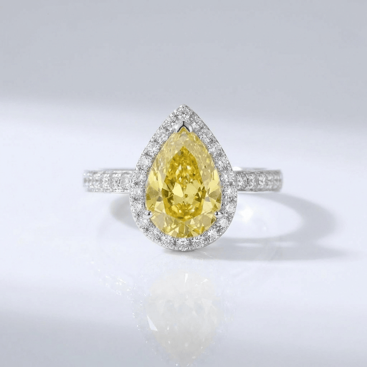 ANELLO HALO CON Zirconia PERA GIALLO
