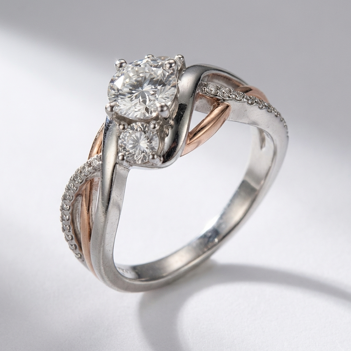 ANELLO TWIST color oro ROSA ARGENTO CON Zirconia