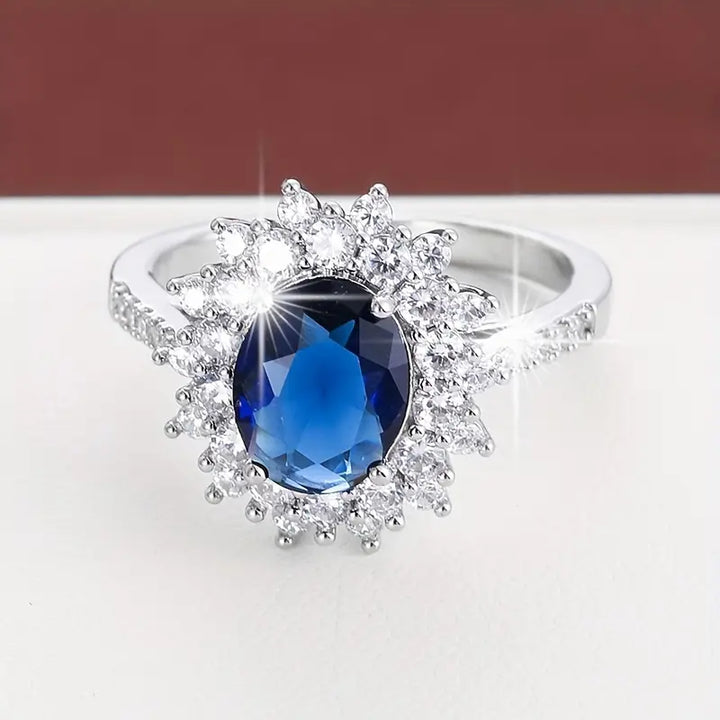 Anello color oro con Pietra Blu