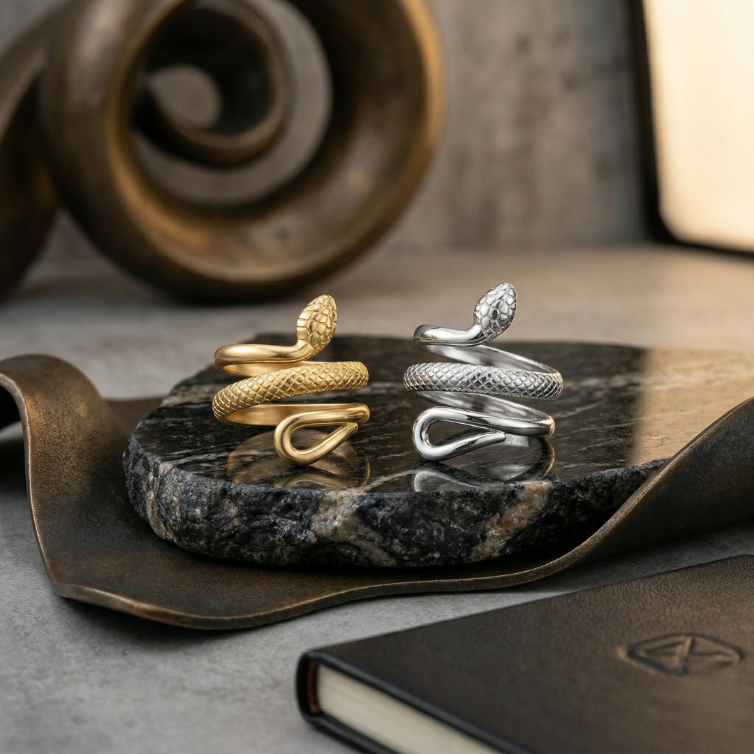 Anello Dettagliato di Serpente (Regolabile)