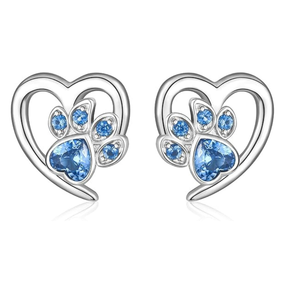 Orecchini a forma di zampa e cuore con Zirconia