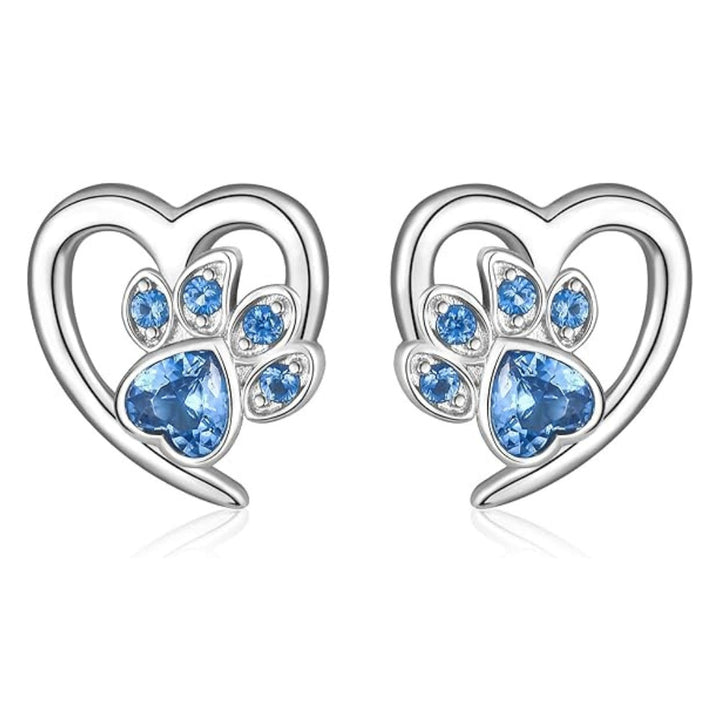 Orecchini a forma di zampa e cuore con Zirconia